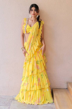 Ruffle Pre-Draped Saree